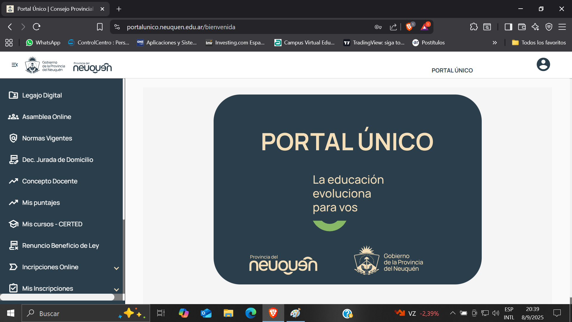 Captura de pantalla: Menú lateral izquierdo con la opción Asamblea Online seleccionada